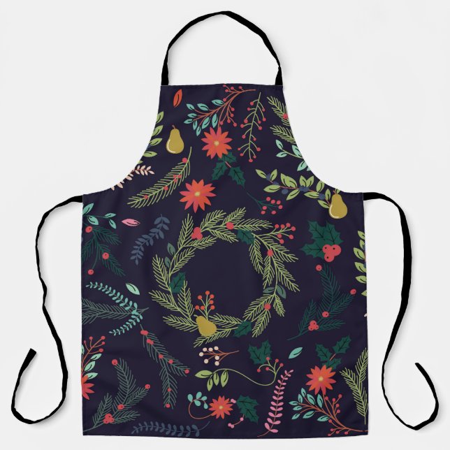 Hand-drawn Christmas florals: vintage collection Apron (Front)