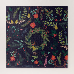 Hand-drawn Christmas florals: vintage collection Jigsaw Puzzle