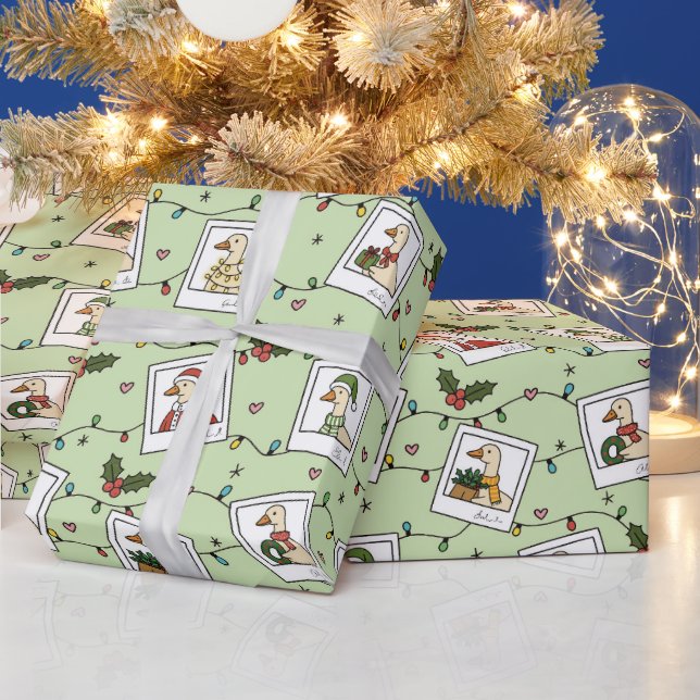 Hand Drawn  Christmas Geese Wrapping Paper Roll (Holidays)
