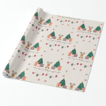 Hand-Drawn Christmas Gift Wrapping Paper Roll