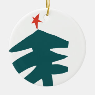 Hand Drawn Christmas Illustration Ceramic Ornament