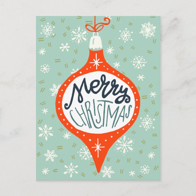 Hand Drawn Christmas Ornament Holiday Postcard (Front)