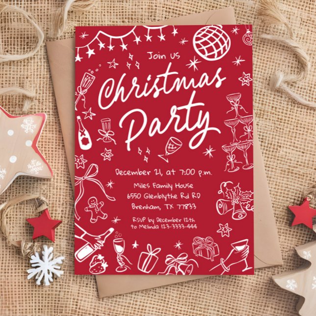 Hand Drawn Christmas Party Invitation, Christmas Invitation (Creator Uploaded)