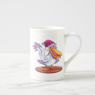 Hand Drawn Christmas Pelican Cartoon Bone China Mug