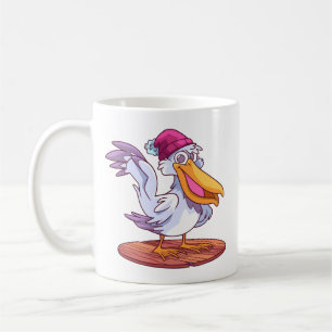 Hand Drawn Christmas Pelican Cartoon Illustration- Coffee Mug
