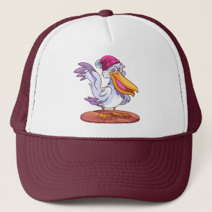 Hand Drawn Christmas Pelican Cartoon Trucker Hat