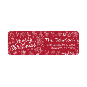 Hand Drawn Christmas  Return Address Label