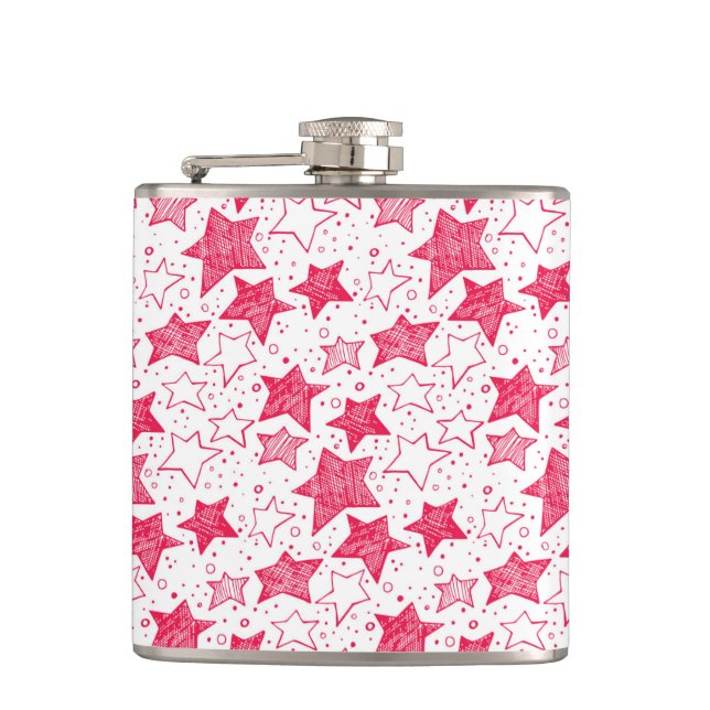 Hand drawn Christmas stars Hip Flask (Front)