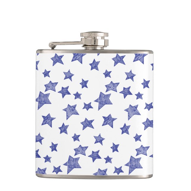 Hand drawn Christmas stars Hip Flask (Front)