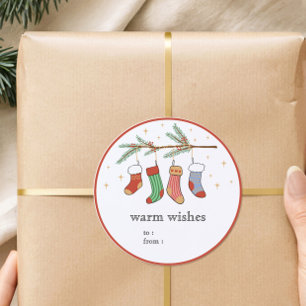 Hand Drawn Christmas Stockings Gift Label Sticker