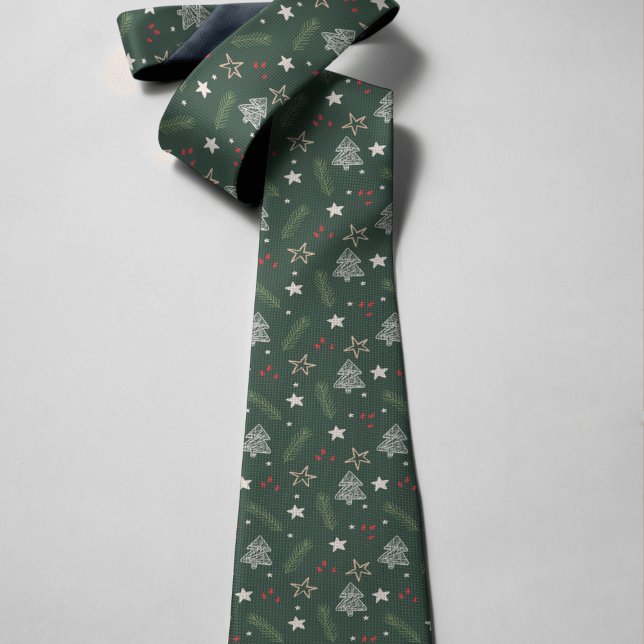 Hand-Drawn Christmas Stylish Necktie (Hand-Drawn Christmas Stylish Necktie on a gray background)