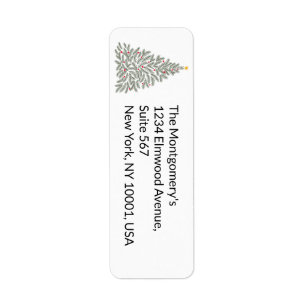 Hand-drawn Christmas Tree Family Holiday Card Return Address Label