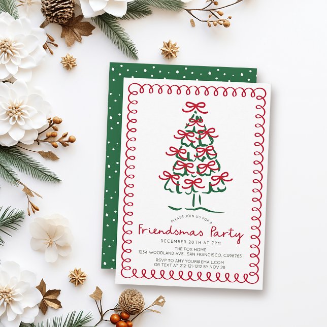 Hand-drawn Christmas Tree Friendsmas Holiday Party Invitation (Creator Uploaded)