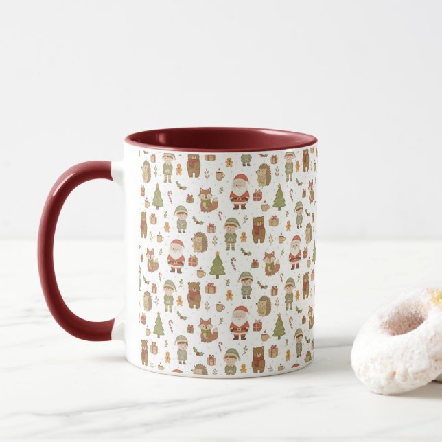 Hand Drawn Christmas Woodland Coffee Mug (With Donut)