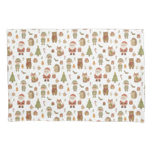 Hand Drawn Christmas Woodland Pillow Case