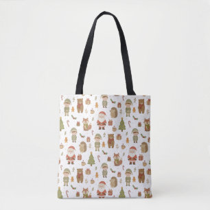 Hand Drawn Christmas Woodland Tote Bag