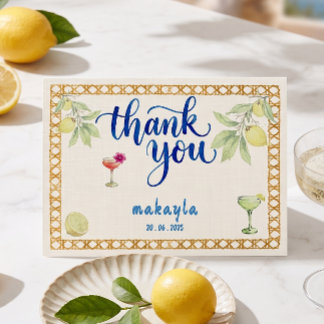 Hand Drawn Ciao Bella Lemon Bridal Shower Thank You Card