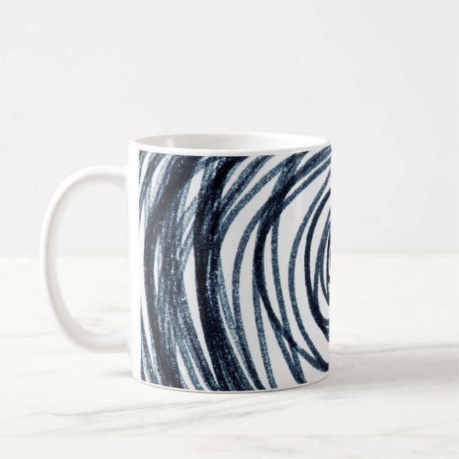 Hand-drawn circles spiral pattern with abstract do coffee mug (Left)