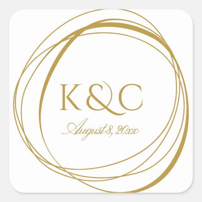 Hand Drawn Circles Wedding Label | Gold (Front)