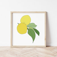 Hand-Drawn Citrus Lemon Branch Kitchen Art