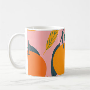 Hand-drawn citrus, seamless mandarin pattern. coffee mug