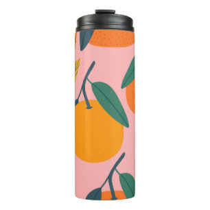 Hand-drawn citrus, seamless mandarin pattern. thermal tumbler