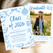 Hand Drawn Class of 2026 Blue Graduation Party
