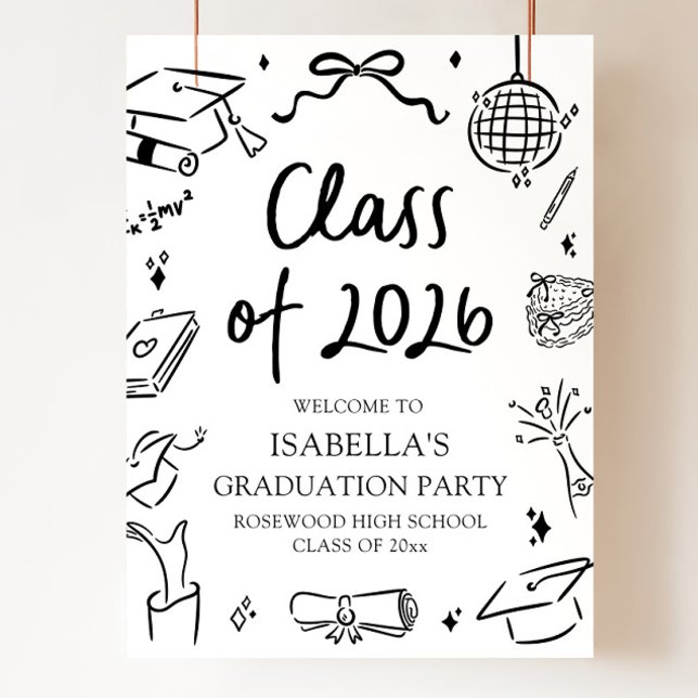 Hand Drawn Class of 2026 Graduation Party Welcome Poster (Hand Drawn Class of 2026 Graduation Party Welcome Poster)