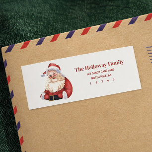 Hand Drawn Classic Red Santa Return Address Label