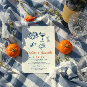 Hand drawn Coast Retro Wedding invitation