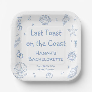 Hand Drawn Coastal Bachelorette Party Paper Plate