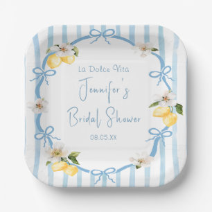 Hand Drawn Coastal Italian Lemon Bridal Shower Paper Plate