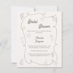 Hand drawn coastal sand Bridal Shower invitation