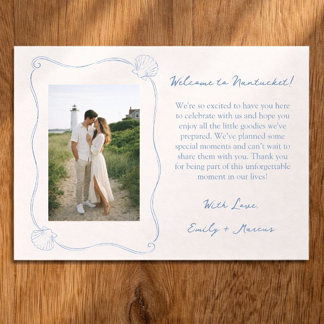 Hand Drawn Coastal Shell Wedding Welcome Bag Card (Creator Uploaded)
