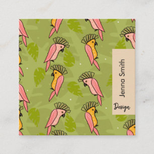 Hand Drawn Cockatoo Oasis Garden Florist  Square Business Card