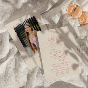 Hand Drawn Cocktail Cheers To Thirty 30th Birthday Invitation