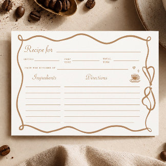 Hand Drawn Coffee Bridal Shower Recipe Card
