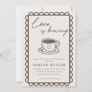 Hand Drawn Coffee Theme Bridal Shower Invitation