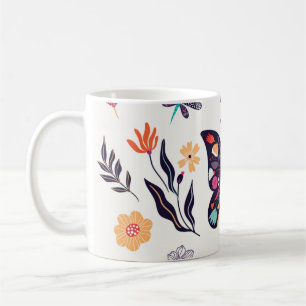 Hand drawn collection of spring summer elements wi coffee mug