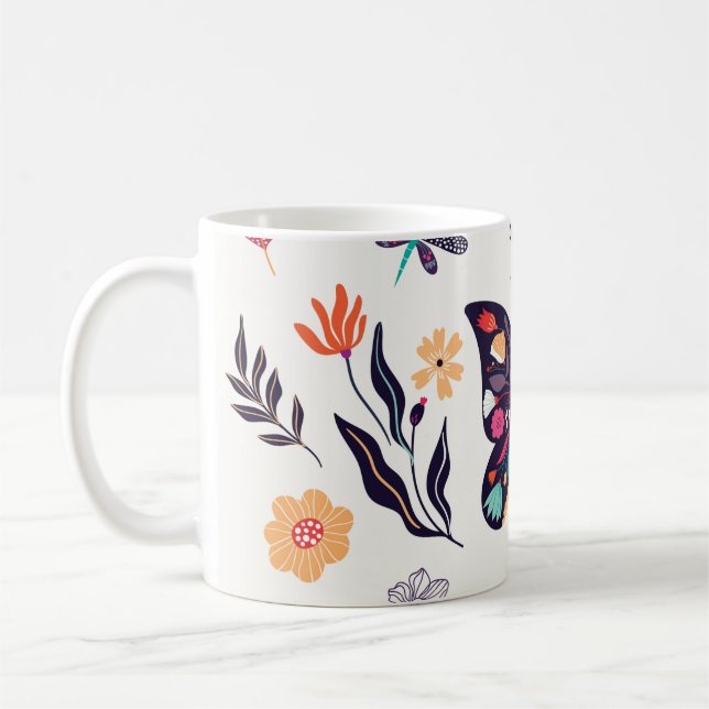Hand drawn collection of spring summer elements wi coffee mug (Left)