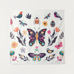 Hand drawn collection of spring summer elements wi tapestry