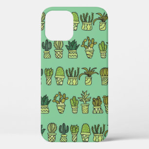 Hand-drawn collection with cactus doodles. Plants iPhone 12 Case