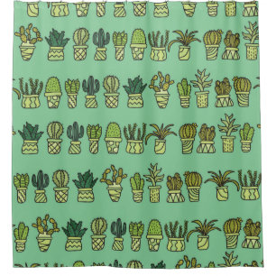 Hand-drawn collection with cactus doodles. Plants Shower Curtain