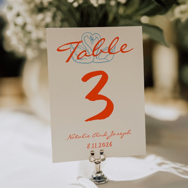 Hand Drawn Colorful Orange Wedding Table Number (Creator Uploaded)