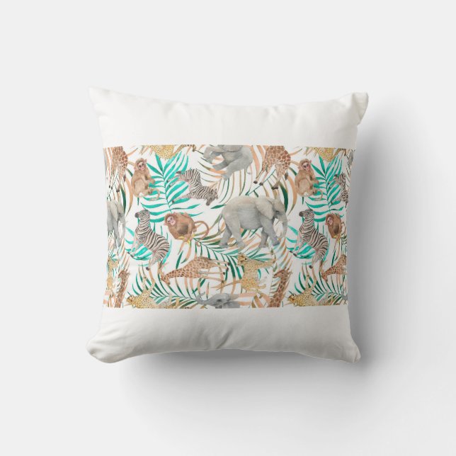 Hand drawn colorful seamless pattern with watercol cushion (Front)
