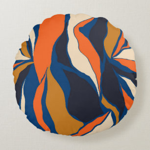 Hand drawn colourful abstract pattern. Creative co Round Cushion