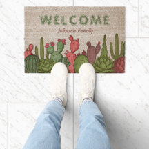 Hand drawn colourful cactus personalised welcome