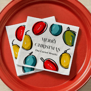 Hand Drawn Colourful Christmas Lights Sketch Napkin