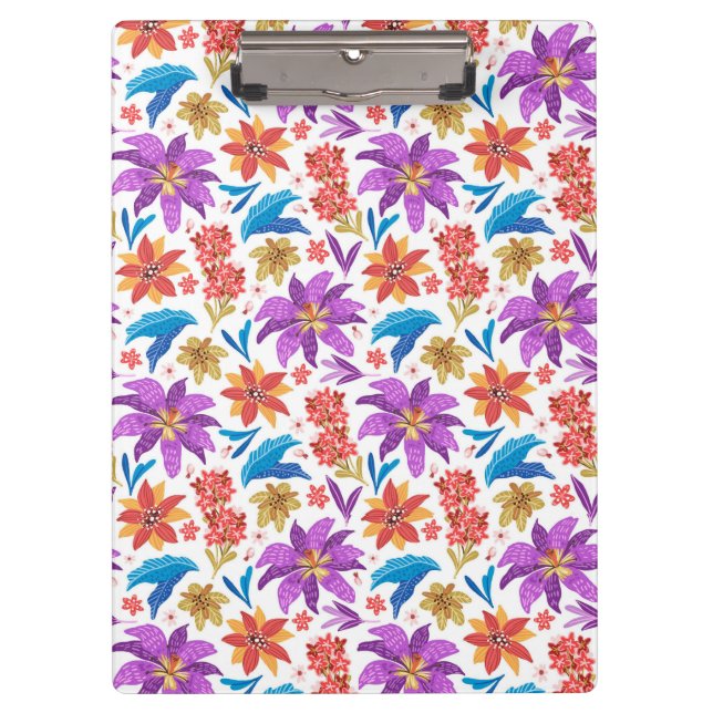 Hand Drawn Colourful Exotic Floral Pattern-70703 Clipboard (Front)