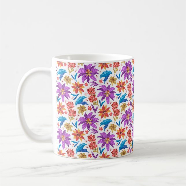 Hand Drawn Colourful Exotic Floral Pattern-70703 Coffee Mug (Left)